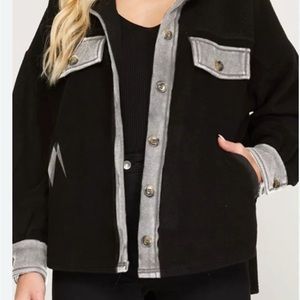 She + Sky NWOT black/gray Shacket w front and side pockets. Some Weight to it.